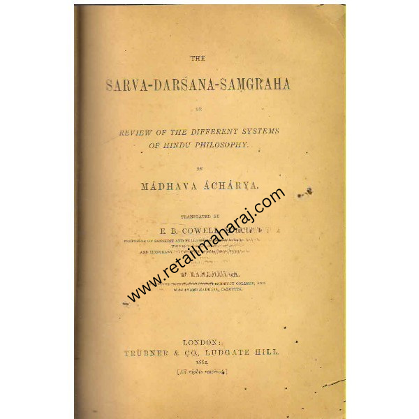The Sarva Darsana Samgraha 1st edition - Retail Maharaj