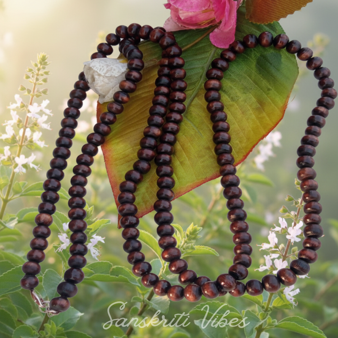 Original Tulsi Kanthi Mala 3 Round, 8 mm with Silver Lock – Natural Design for Spiritual Devotion