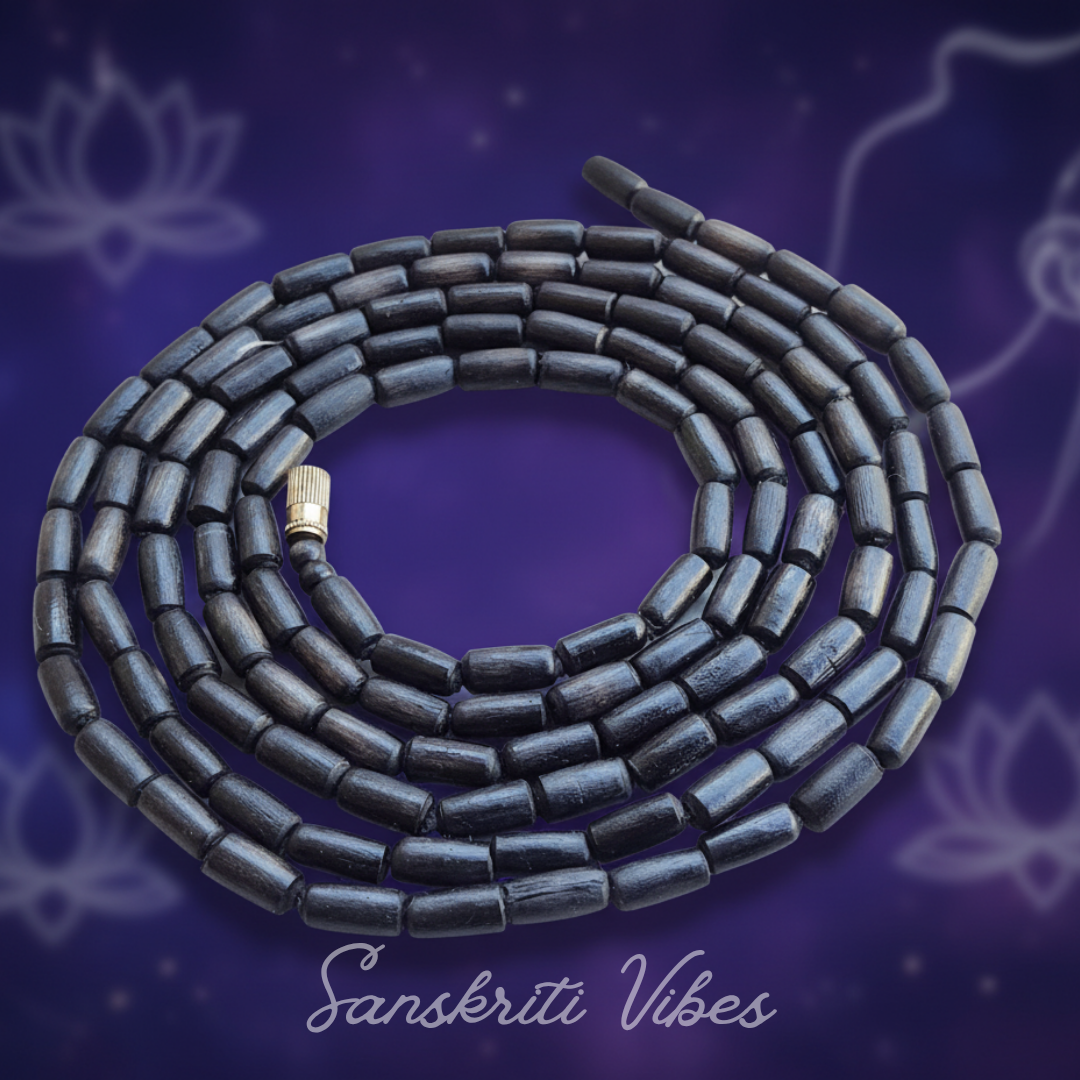 Shyama Black Tulsi Beads Three Round Tulsi Kanthi Mala – Sacred Mala for Spiritual Devotion