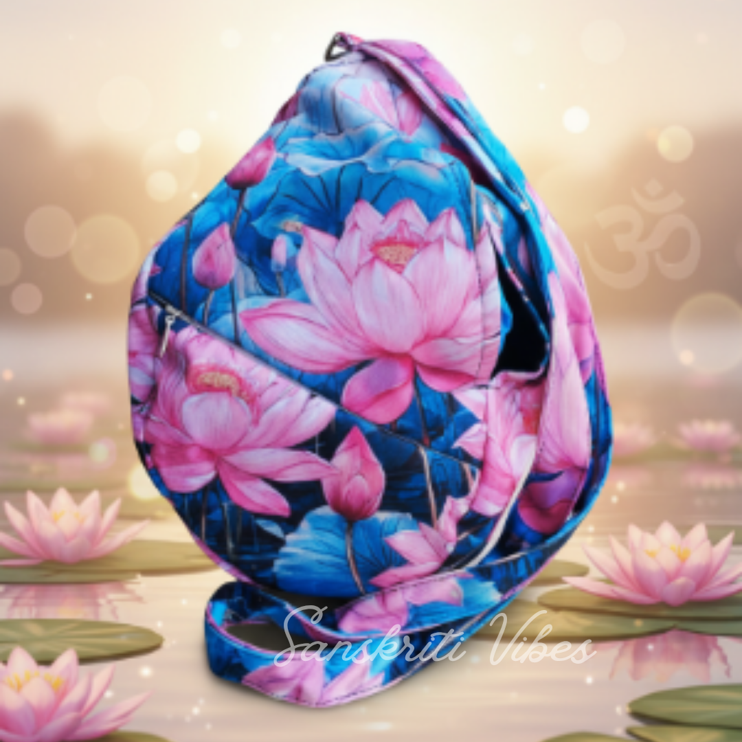 Lotus Printed Digital Japa Jholi Bag Three-Side Printed Cotton Bag Premium Electronic Mantra Counting Bag