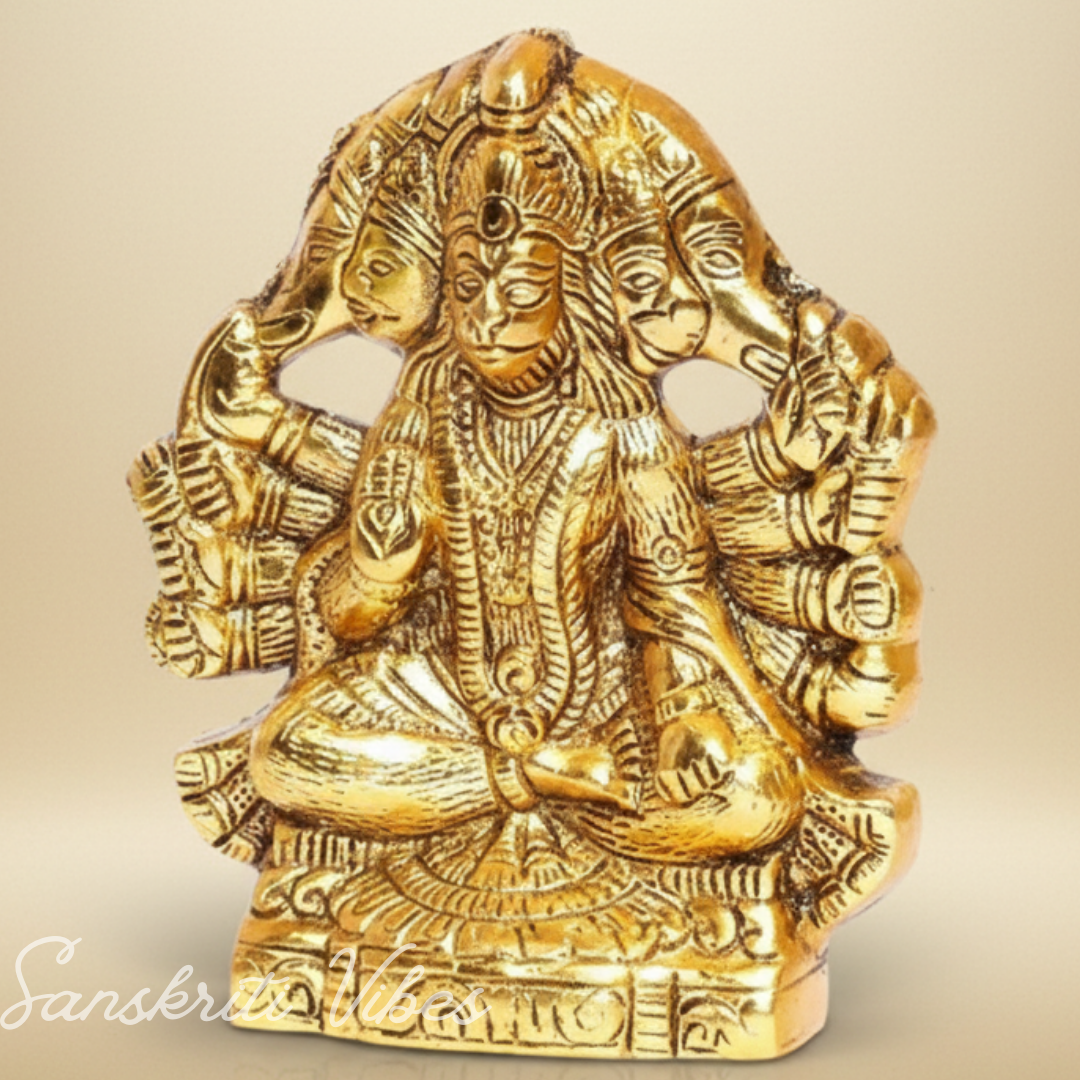 Metal Panchmukhi Hanuman Ji Murti / Panchmukhi Bajrangbali - 13 Cm (Aluminium)