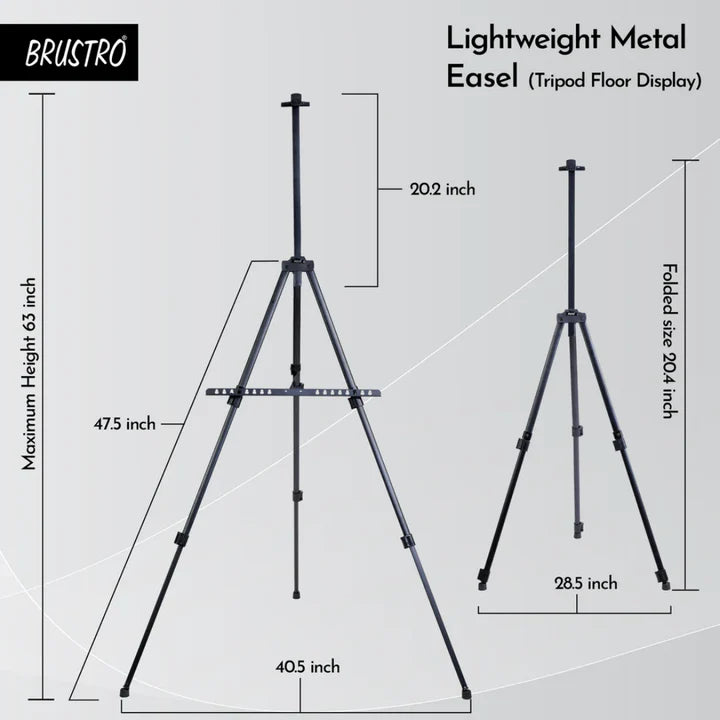 Brustro Lightweight Metal Easel Stand for Painting Display and Outdoor Use - Retail Maharaj
