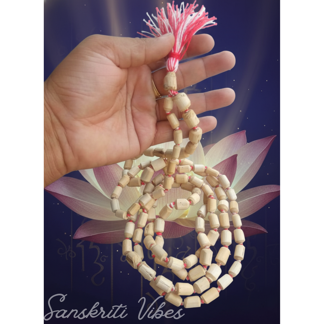 ISKCON Fine Quality Neem Wood Japa Mala Barrel Beads Premium 108+1 Rosary for Chanting and Meditation