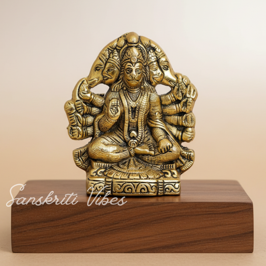 Metal Panchmukhi Hanuman Ji Murti Bajrangbali Idol Door Entrance Statue for Home Decor Gifting Protection from Evil Eye - Sanskriti Vibes