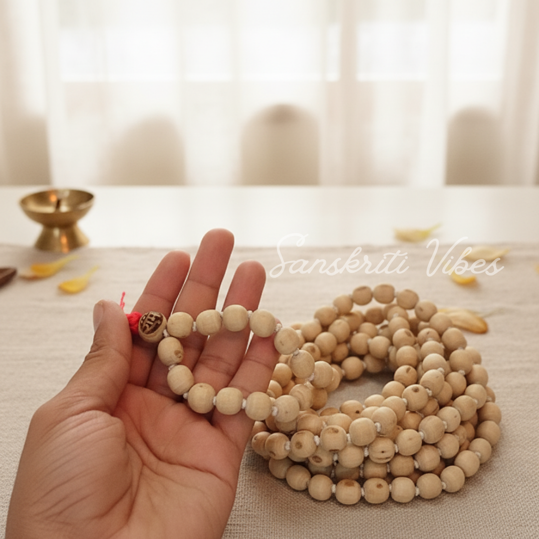 1008+1 Beads Pure Neem Fine Quality Japa Mala Natural Neem Wood Rosary for Jap Meditation and Spiritual Healing