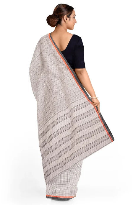 Santipuri Cotton Saree – Off White - Retail Maharaj