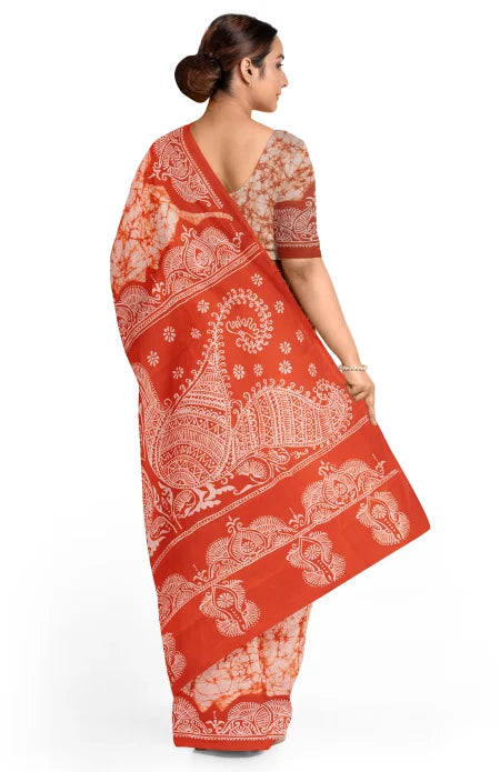 Batik Cotton Saree – Multi Colour - Retail Maharaj