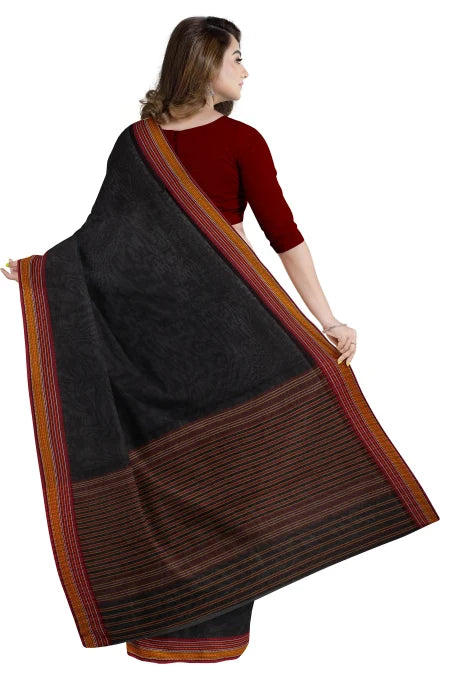 Dokhna Cotton Saree – Black and Red - Retail Maharaj