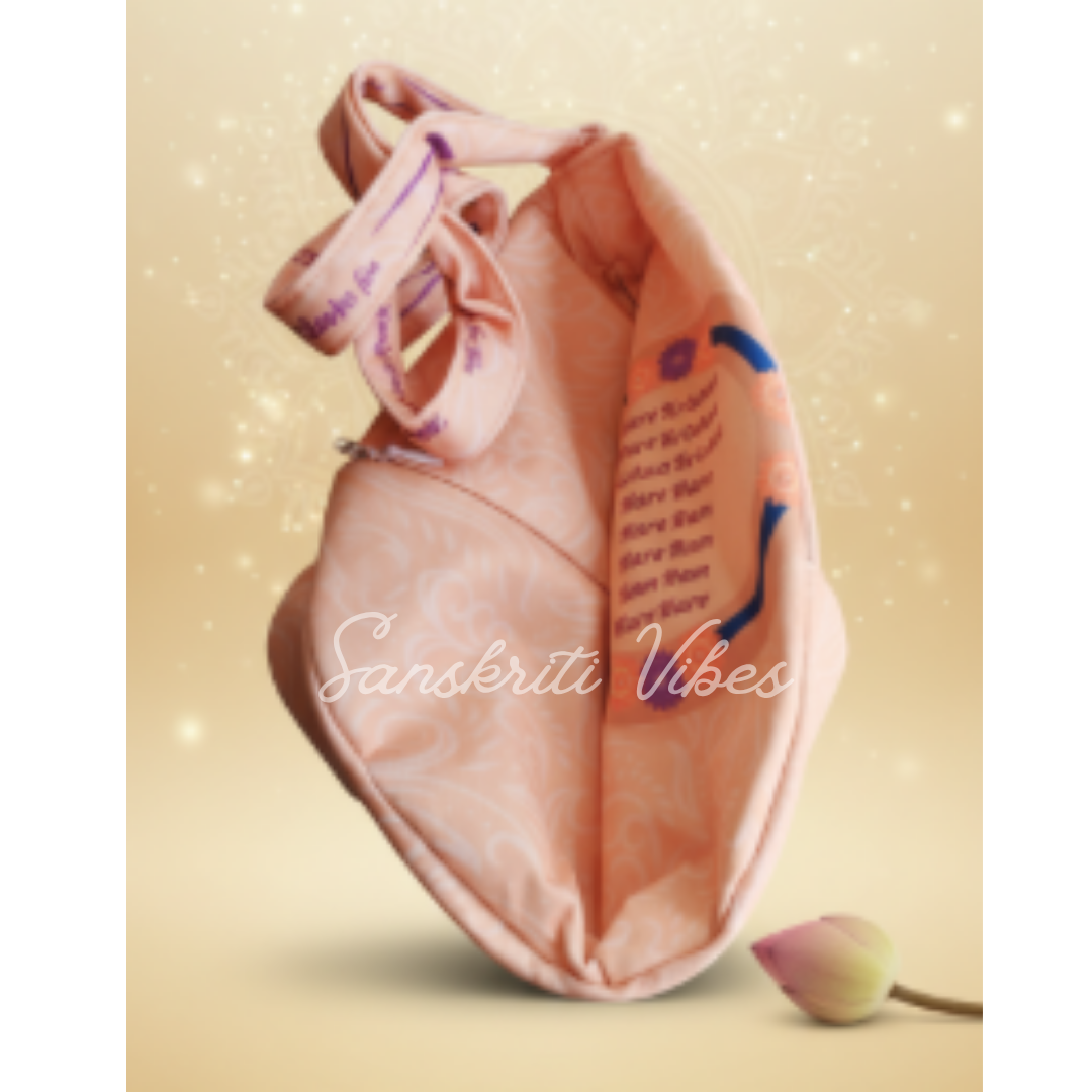 Hare Krishna Hare Ram Jholi Bead Bag – Three-Sided Digital Printed Premium Bag for Spiritual Practices - Retail Maharaj