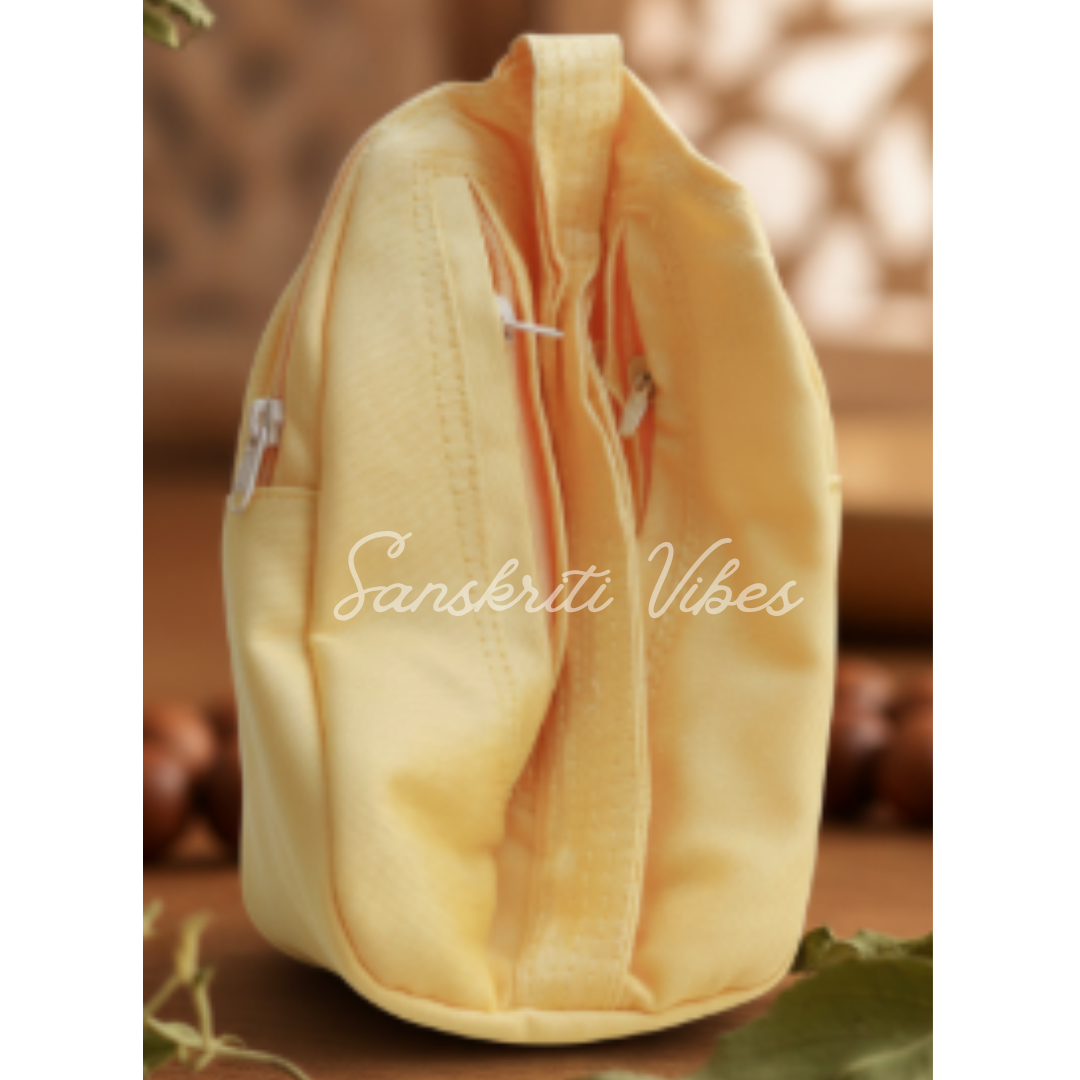 Yellow Cotton Japa Bead Bag with Sakshi Mala – Premium Quality Cotton Bag for Spiritual Practices - Retail Maharaj
