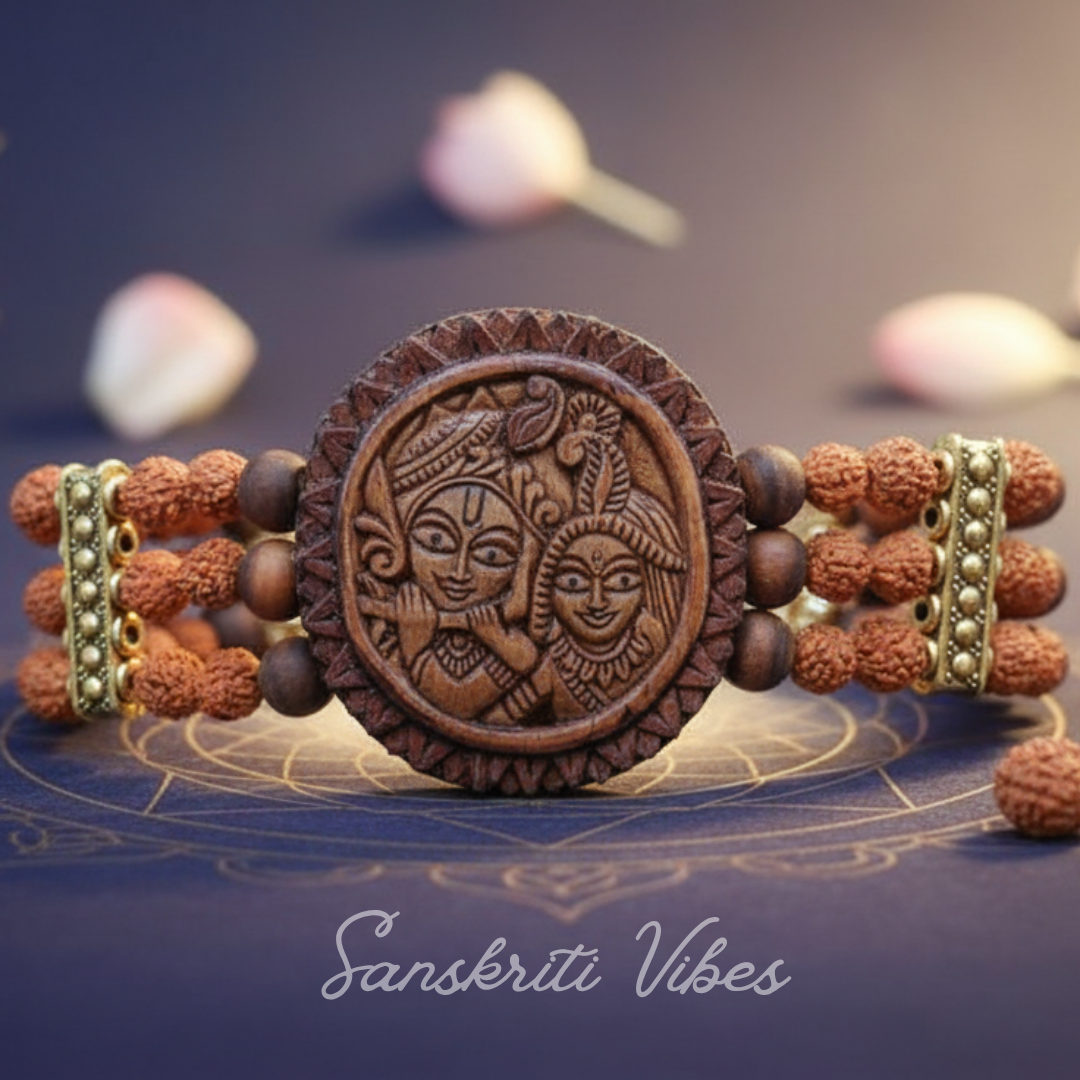 Radha Krishna Tulsi with Rudraksha Beads Bracelet – Traditional Look Spiritual Bracelet