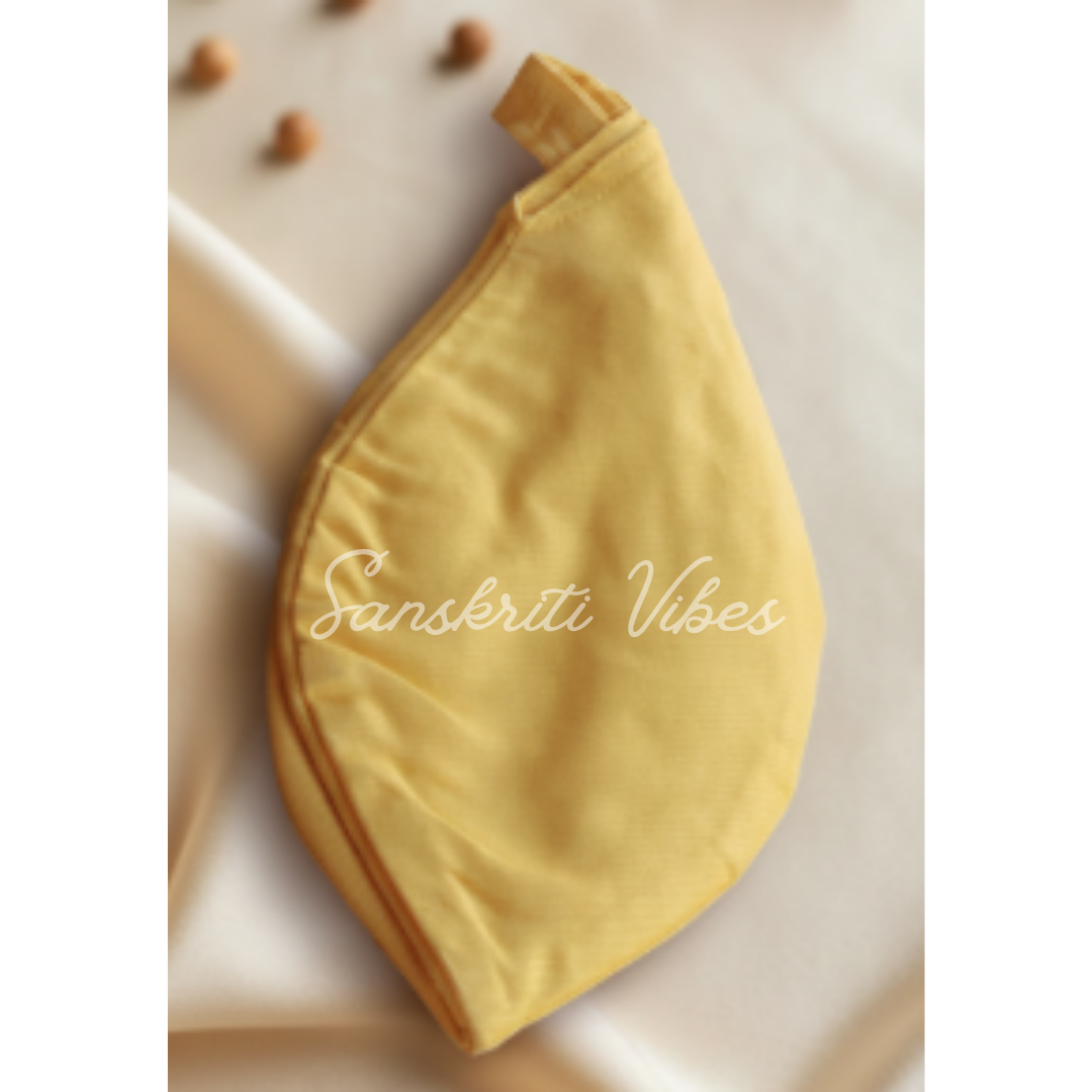 Yellow Cotton Japa Bead Bag with Sakshi Mala – Premium Quality Cotton Bag for Spiritual Practices - Retail Maharaj