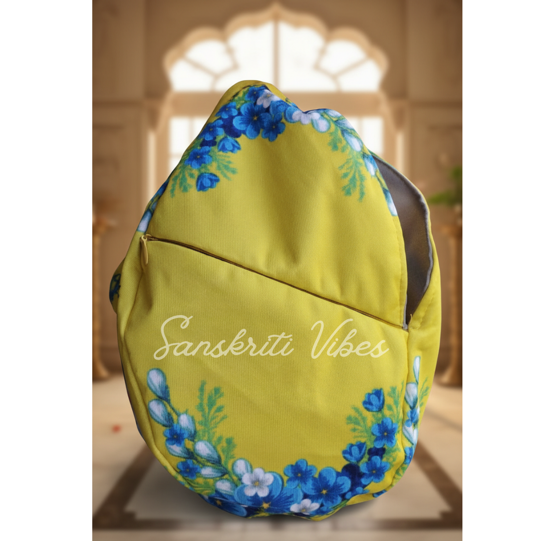 Shri Radha Vallabh Shri Harivansh Naam Japa Jholi Bead Bag – Three-Sided Printed Premium Cotton Bag for Spiritual Practices - Retail Maharaj