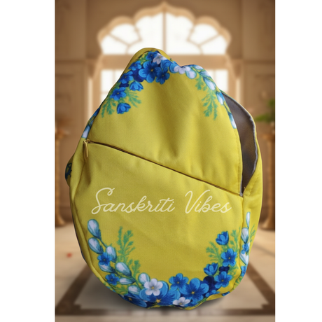 Shri Radha Vallabh Shri Harivansh Naam Japa Jholi Bead Bag – Three-Sided Printed Premium Cotton Bag for Spiritual Practices - Retail Maharaj