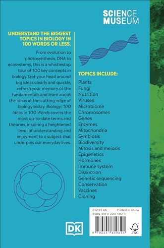 The Science Museum Biology 100 Ideas in 100 Words: A Whistle-Stop Tour of Key Concepts - Retail Maharaj