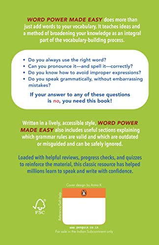 Word Power Made Easy: The No 1 Vocabulary Builder in the English Language | Over a million copies sold Worldwide | With Self Assessment Activities | Ideal For IELTS & TOEFL Preparations - Retail Maharaj