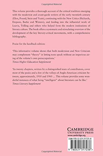 The Cambridge History of Literary Criticism: Volume 7, Modernism and the New Criticism