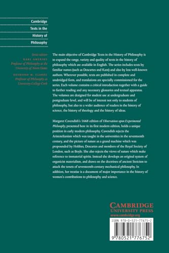 Margaret Cavendish: Observations upon Experimental Philosophy (Cambridge Texts in the History of Philosophy)