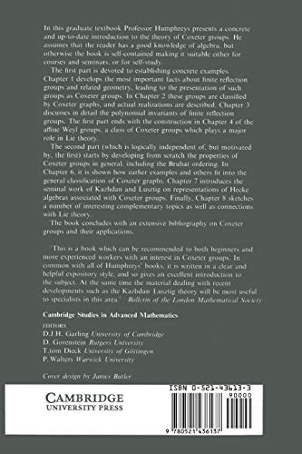 Reflection Groups and Coxeter Groups: 29 (Cambridge Studies in Advanced Mathematics, 29)