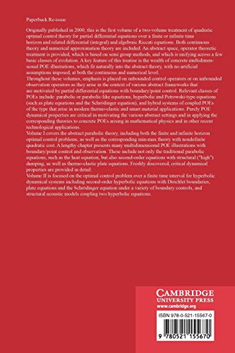 Control Theory for Partial Differential Equations: Volume 1, Abstract Parabolic Systems: Continuous and Approximation Theories: 74 (Encyclopedia of Mathematics and its Applications, Series Number 74)