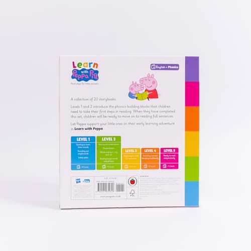 Learn with Peppa: Peppa Pig Phonics Tuckbox (20 Books Boxset Level 1 and Level 2)| Ideal for Preschool and Kindergarten Learning - Retail Maharaj