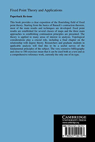 Fixed Point Theory and Applications: 141 (Cambridge Tracts in Mathematics)