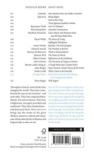Brief Notes on the Art and Manner of Arranging One's Books (Penguin Great Ideas) - Retail Maharaj