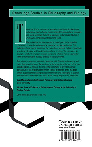 Biology and the Foundations of Ethics (Cambridge Studies in Philosophy and Biology)