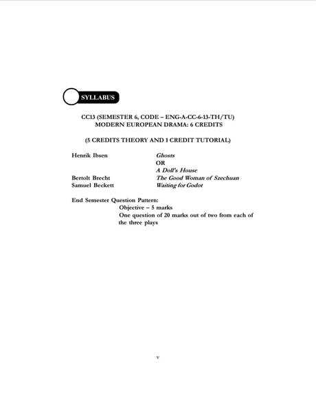 CBCS Modern European Drama CC-13, Semester - 6 (English Version) - Retail Maharaj