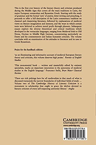 The Cambridge History of Literary Criticism: Volume 2, The Middle Ages: 02 (The Cambridge History of Literary Criticism, Series Number 2)