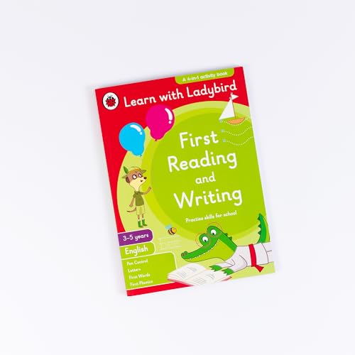 First Reading and Writing: A Learn With Ladybird 4 in 1 Activity Book - Pen Control, Letters, First Words and First Phonics - Practice Skills for School (3-5 Years) - Retail Maharaj
