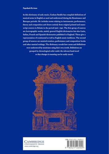 An Early Music Dictionary: Musical Terms from British Sources 1500–1740 (Cambridge Musical Texts and Monographs)
