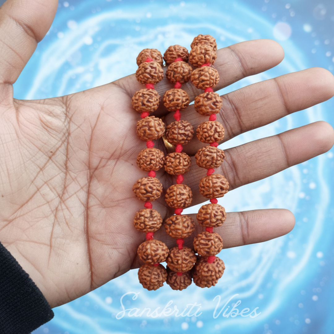 Rudraksha Japa Mala 108 Beads with One Guru Bead Lab Certified Spiritual Meditation Mala