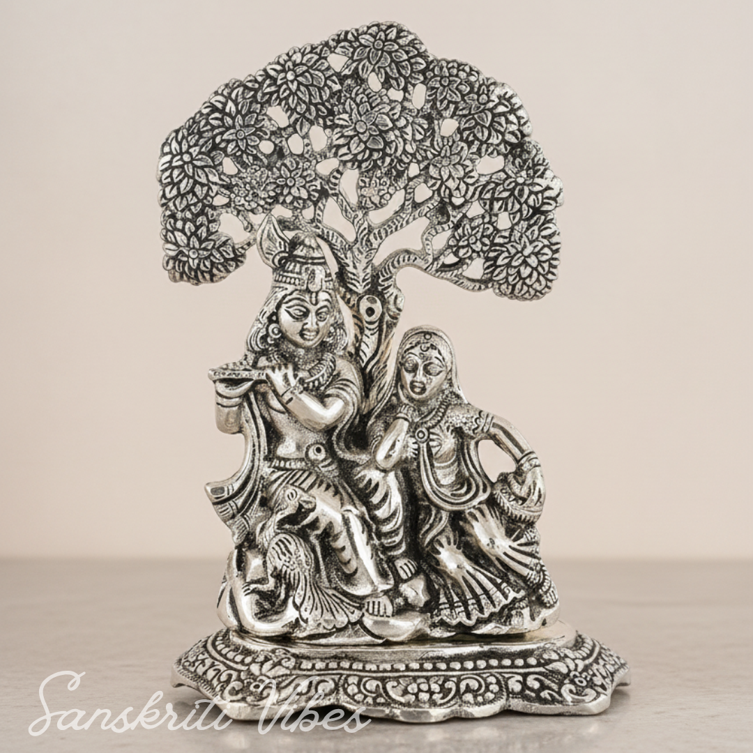 Radha Krishna Aluminium Idol – Glossy Finish Handcrafted Statue for Home Décor & Wedding Gift
