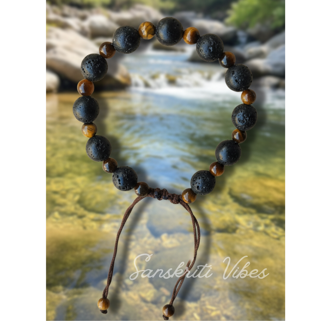 Powerful Krishna Sphatik with Tiger Beads Designed Adjustable Bracelet for Men and Women Spiritual Protection Healing Classic Style
