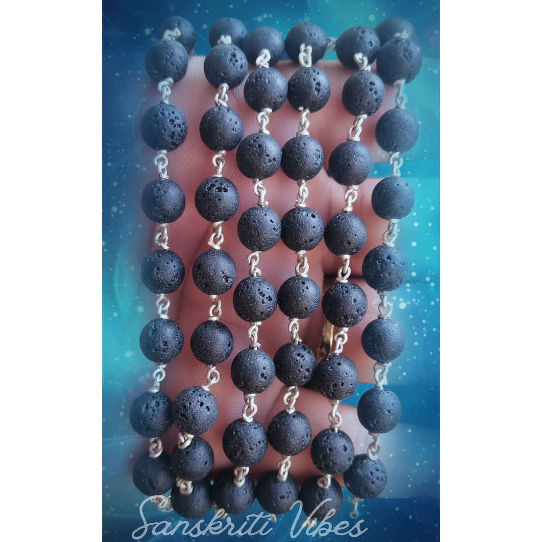 108+1 Beads Krishna Sphatik Mala Krishna Shaligram Mala in Silver Wire for Men and Women Spiritual Healing and Meditation