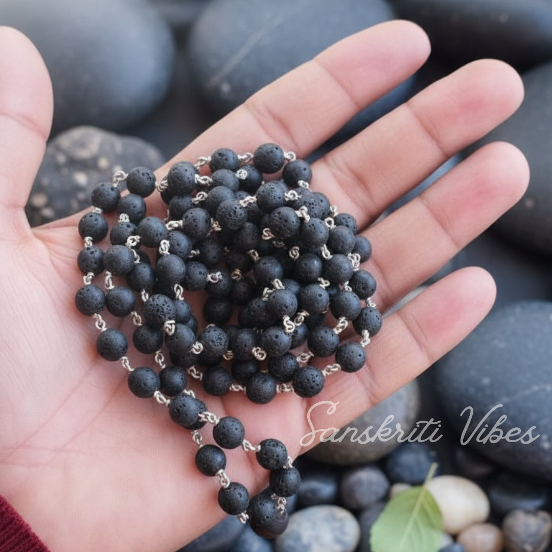 108+1 Beads Krishna Sphatik Mala Krishna Shaligram Mala in Silver Wire for Men and Women Spiritual Healing and Meditation