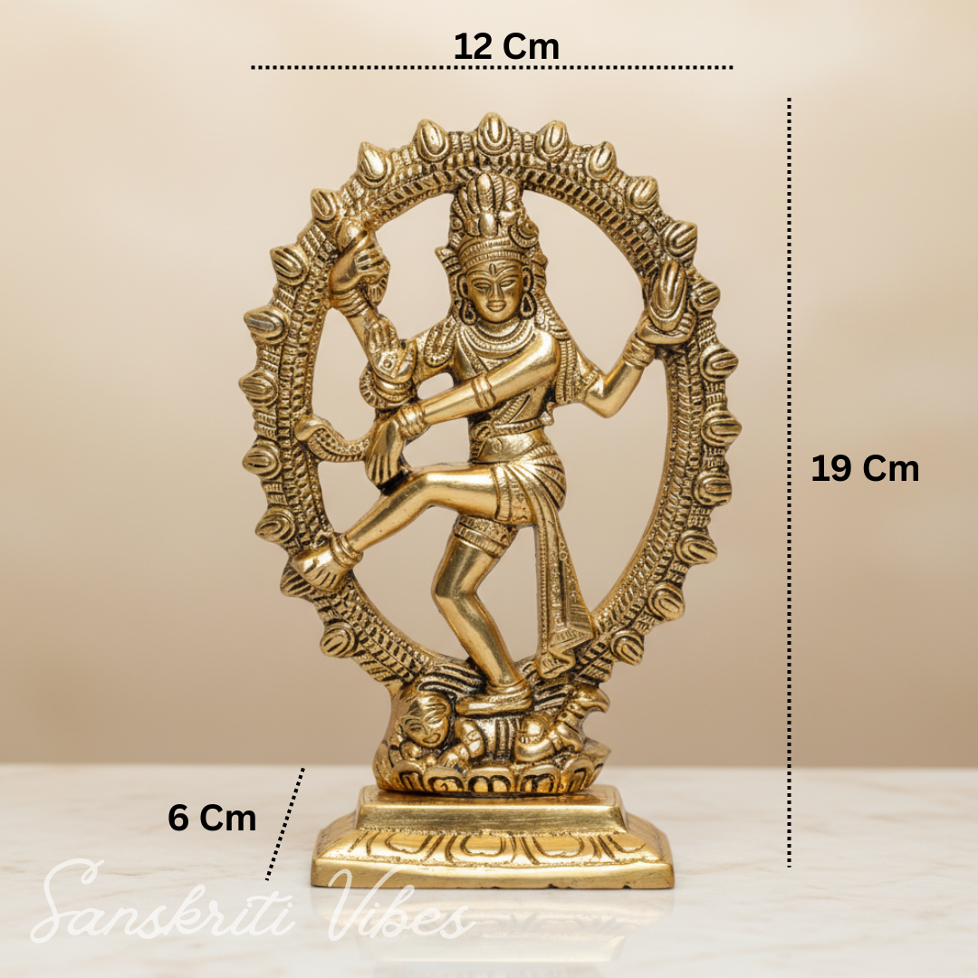 Metal Shiva Nataraj Idol Gold Plated Dancing Shiva Statue for Home Decor Mandir Puja Meditation Vastu Showpiece 19 cm