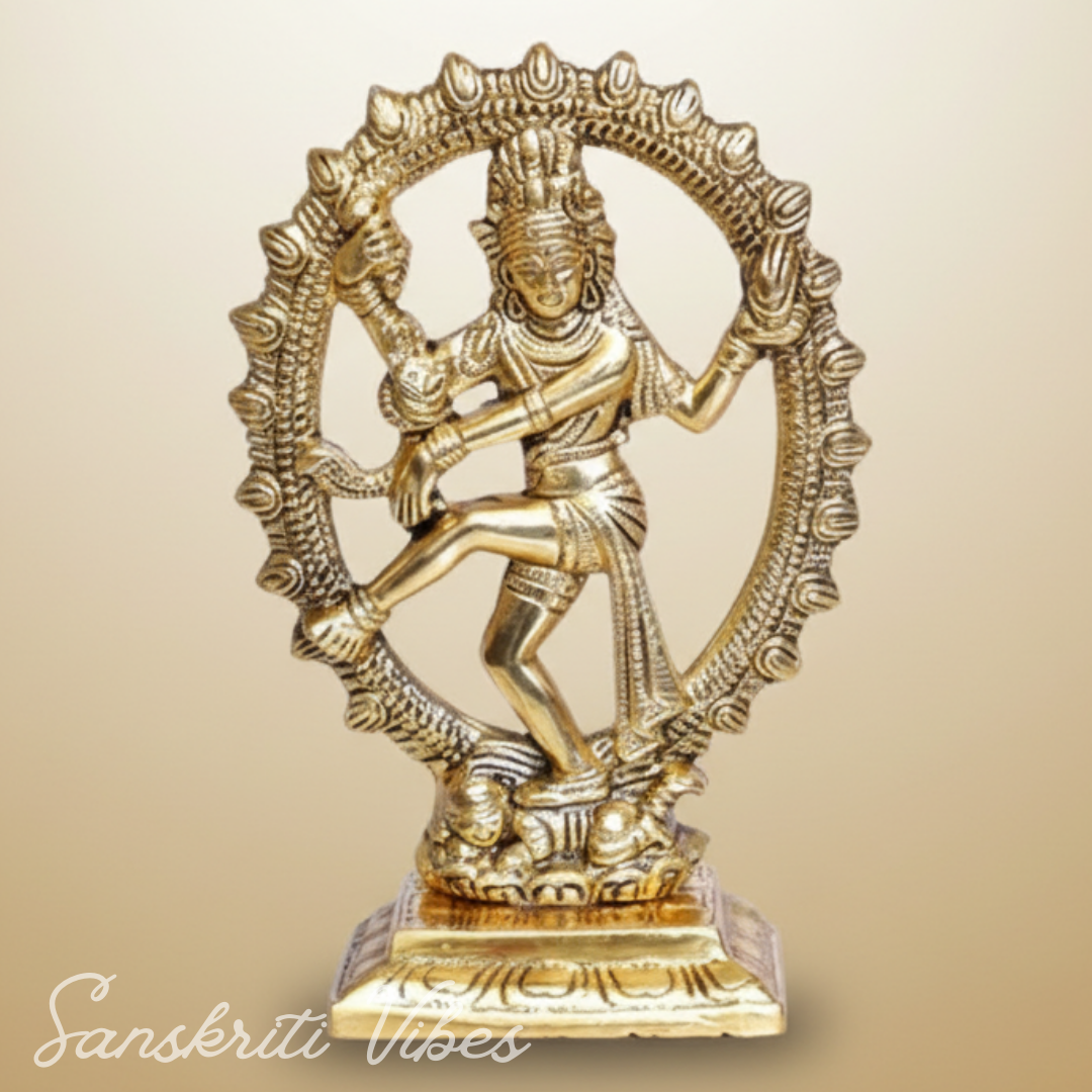 Metal Shiva Nataraj Idol Gold Plated Dancing Shiva Statue for Home Decor Mandir Puja Meditation Vastu Showpiece 19 cm