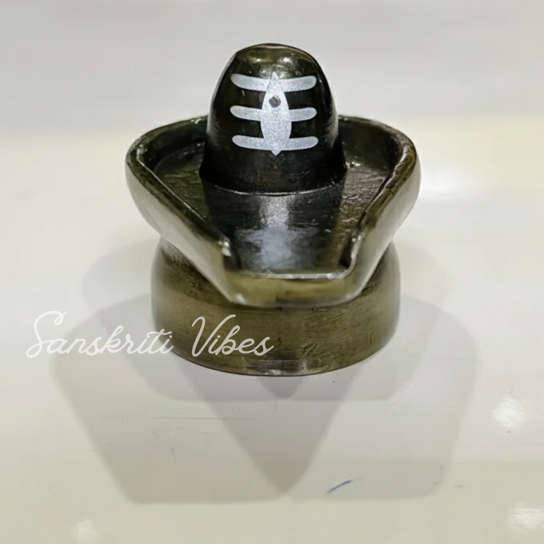 Metal Shivling Small Shivlingam Statue for Puja Mandir Temple Home Decor Vastu Spiritual Showpiece Gift Item Height 3.5 cm