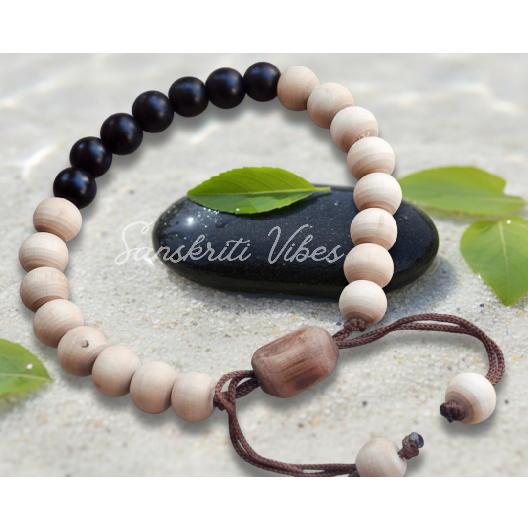 Shaligram and Tulsi Beads Powerful Bracelet – Divine Spiritual Bracelet for Devotees