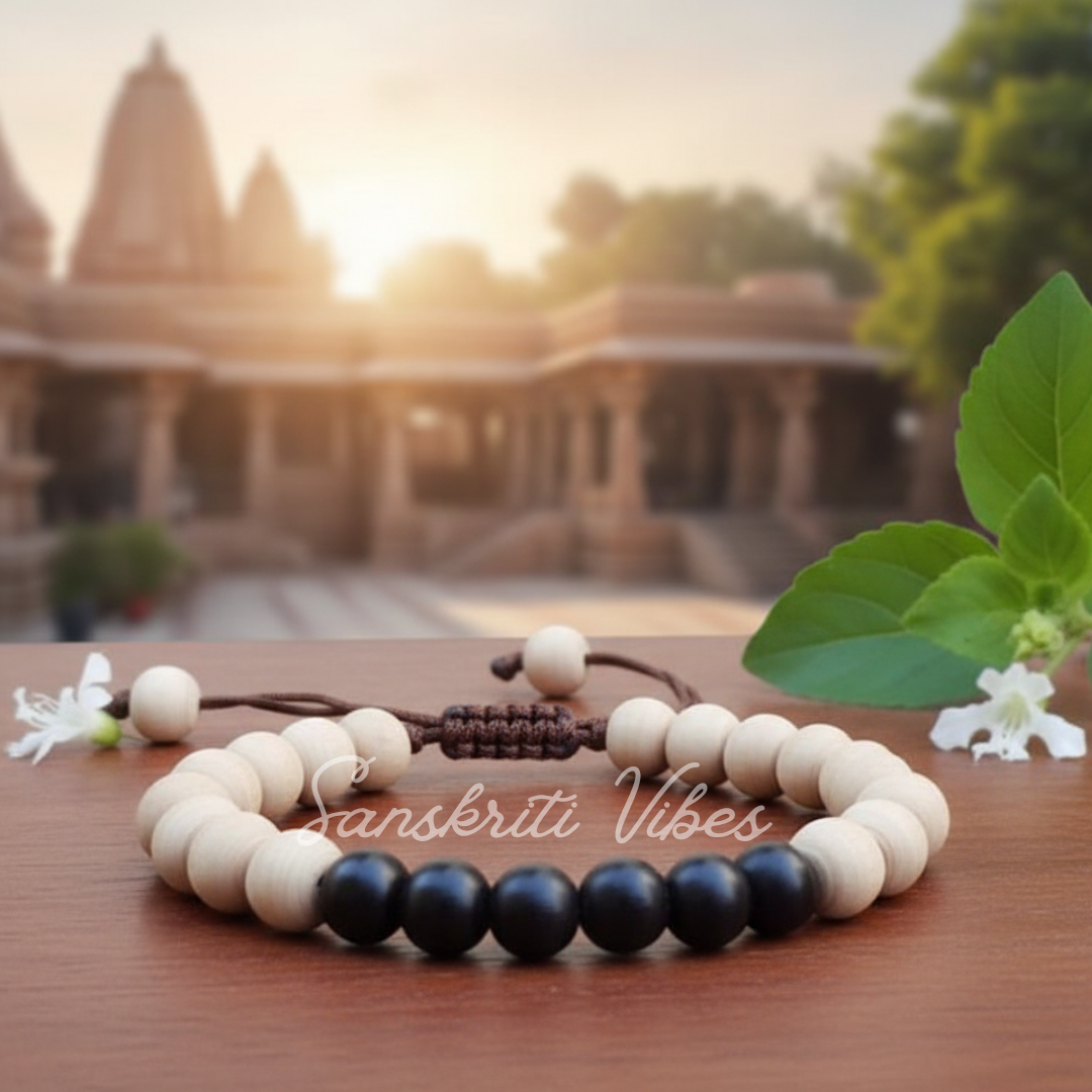 Shaligram and Tulsi Beads Powerful Bracelet – Divine Spiritual Bracelet for Devotees