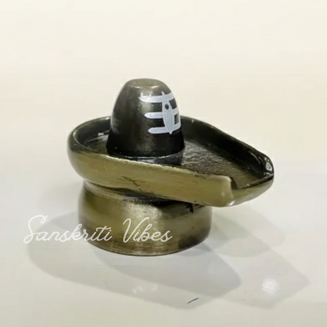 Metal Shivling Small Shivlingam Statue for Puja Mandir Temple Home Decor Vastu Spiritual Showpiece Gift Item Height 3.5 cm