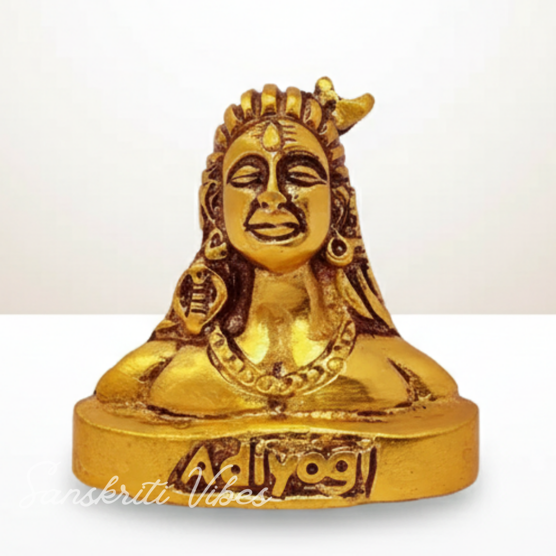 Adiyogi Shiva Metal Statue for Car Dashboard Desk Mandir Meditation Spiritual Home Decor Showpiece Handcrafted