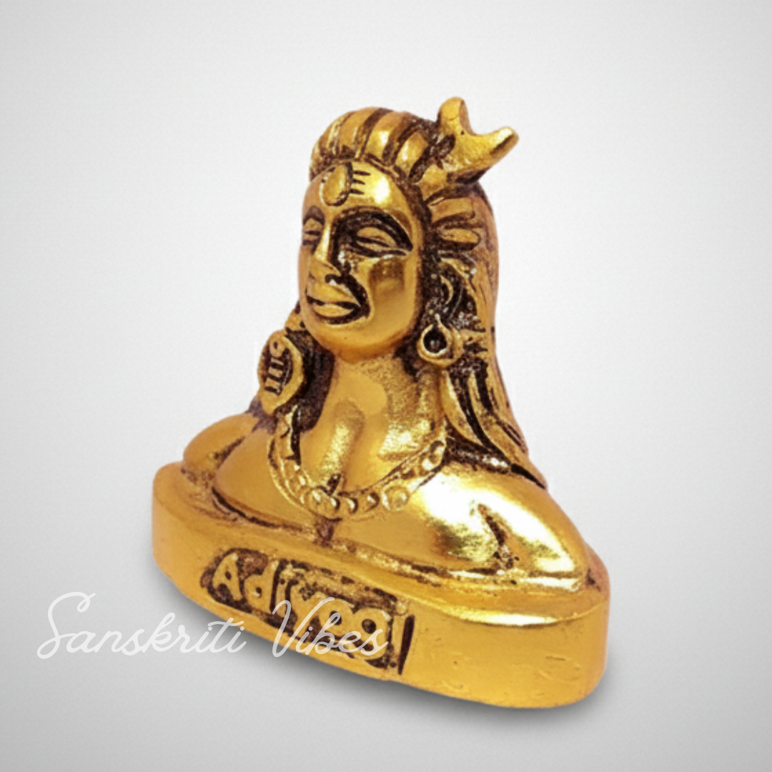 Adiyogi Shiva Metal Statue for Car Dashboard Desk Mandir Meditation Spiritual Home Decor Showpiece Handcrafted