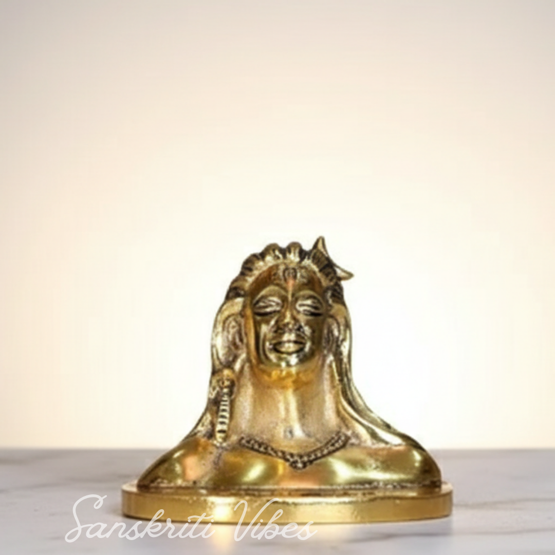 Adiyogi Shiva Metal Statue Murti for Car Dashboard Desk Mandir Meditation Spiritual Home Decor Showpiece