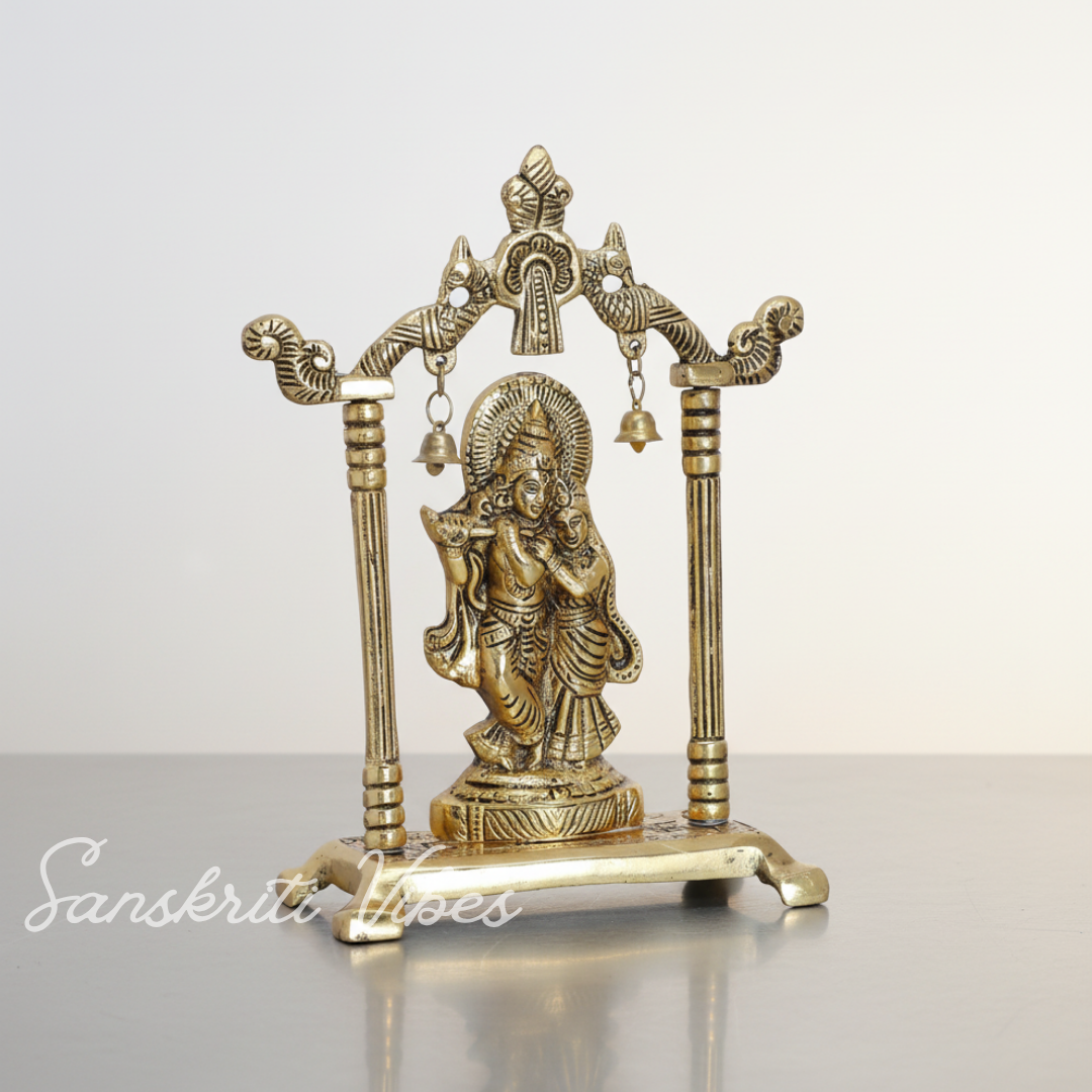Metal Radha Krishna Statue / Murti – 20 cm Decorative Showpiece for Pooja & Home Decor by Sanskriti Vibes | Glossy Finish