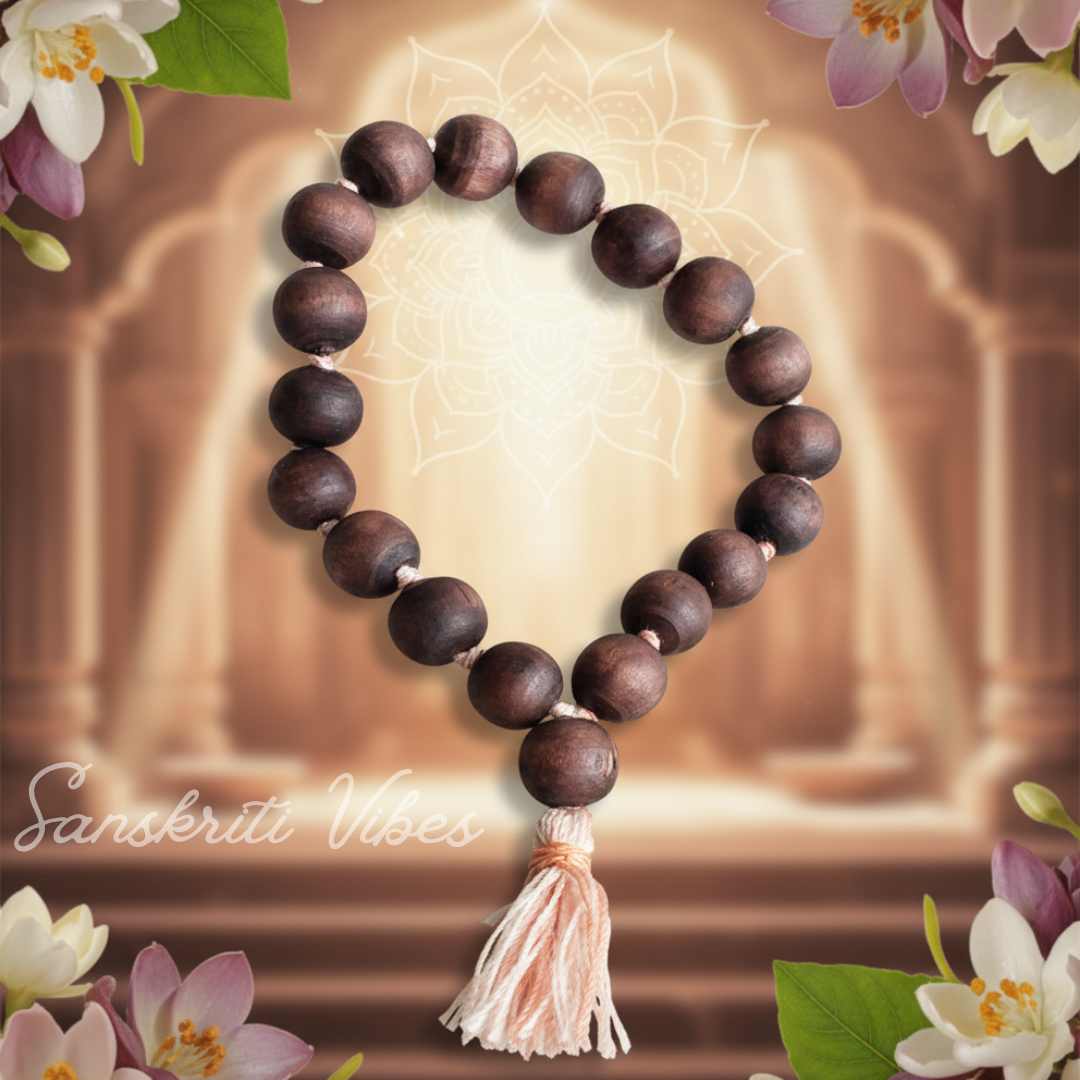 18+1 Guru Beads Tulsi Berkha for Chant – Premium | Sacred Tulsi Prayer Mala for Meditation & Mantra Chanting