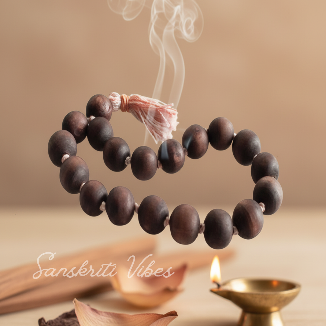 18+1 Guru Beads Tulsi Berkha for Chant – Premium | Sacred Tulsi Prayer Mala for Meditation & Mantra Chanting