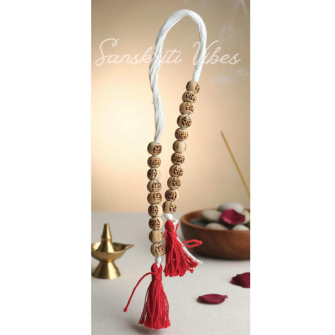 Ram Naam Tulsi Beads Counter Mala – 10mm Handcrafted Rama Tulsi Japa Beads for Shri Ram Devotion